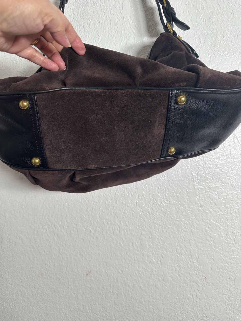 Banana Republic Suede Leather Hobo Handbag with Braided Leather Strap - Picture 3 of 13